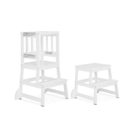 Dream On Me 2-in-1 Funtastic Tower and Step Stool, Easy to Assemble, White