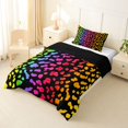 thumbnail image 2 of Manfei Ink Rainbow Twin Comforter Sets, Neon Leopard Print Bedding Set, Black Pink Orange, Black Reversible, 2 Pieces, 1 Comforter and 1 Pillowcase, 2 of 7