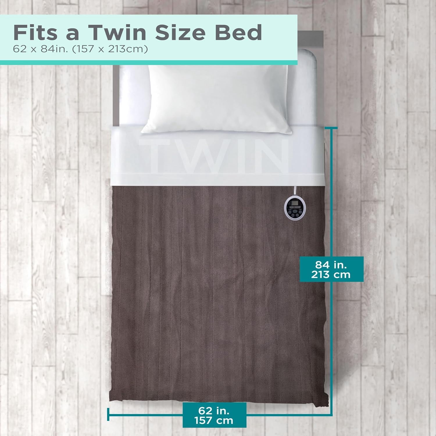 BLACK+DECKER Heated Blanket Electric Twin, 10 Heating Levels, 10H Timer, Auto Shutoff, 62x84 inches, Cream