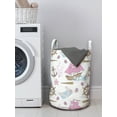 thumbnail image 2 of Nautical Laundry Bag, Travel Tale Ocean Anchor Island Cruise Jellyfish Steering Wheel Waves, Basket with Handles Drawstring Closure for Laundromats, 13" x 19", Cocoa Dried Rose White, by Ambesonne, 2 of 3