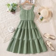 thumbnail image 6 of Kids Girl Tulle Dress Green Dress Sleeveless Princess Dress for Girls Graduation Celebration Dress Outfit 10 Years, 6 of 8