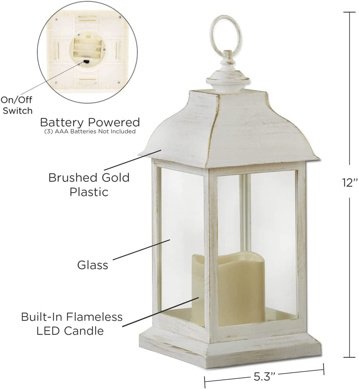 Set of 2 Weathered Ivory Candle Lanterns - Bed Bath & Beyond - 25410438