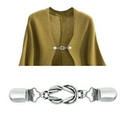 Fairnull Vintage Women Twist Ring Cardigan Sweater Collar Clip Dress Shawl Clasp Pin