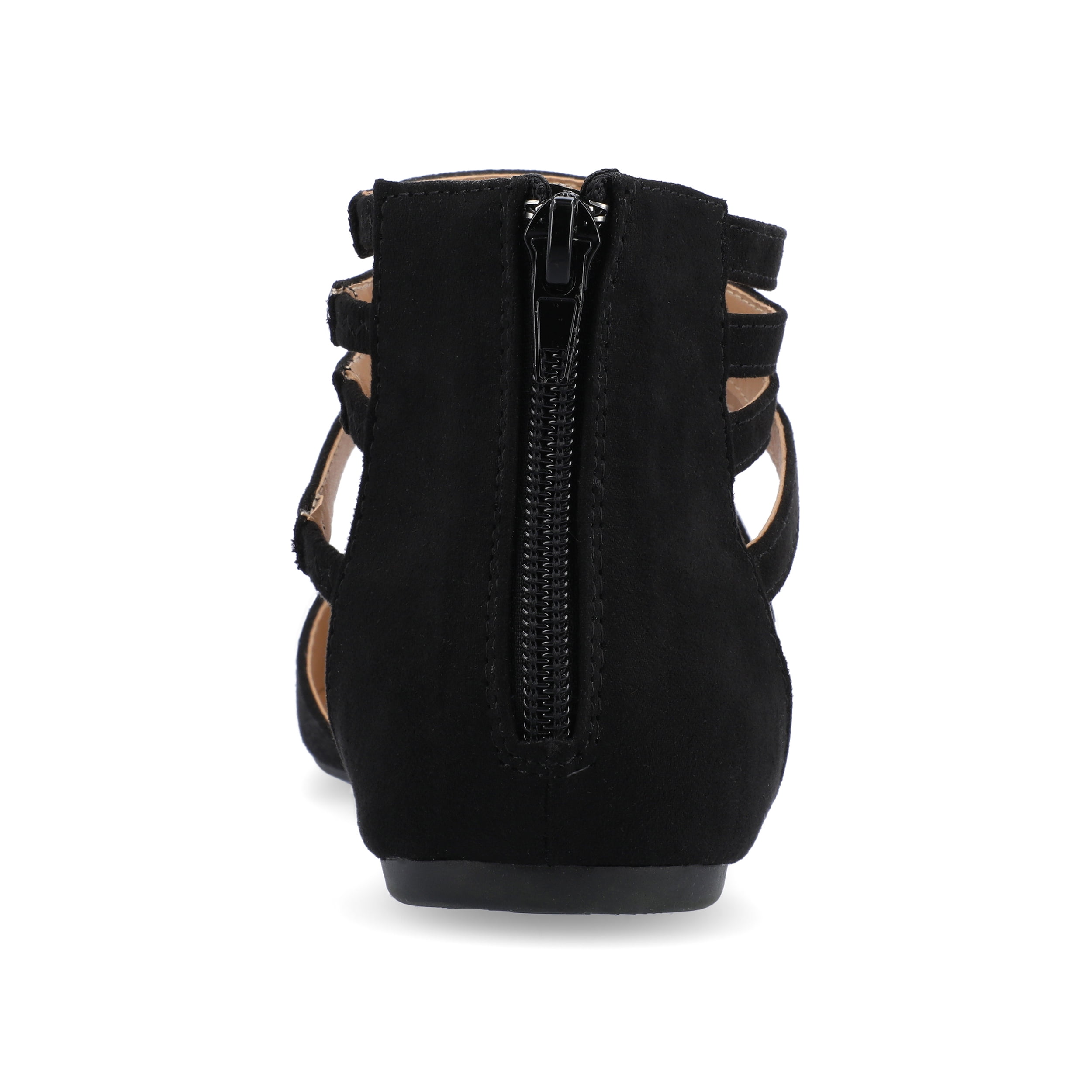 Journee Womens Marlee Back Heel Zip Pointed Toe Cage Flats