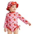 thumbnail image 3 of lnmuld Toddlers & Kids Girls Summer Swimsuit Set - Cute Cartoon Ice Print with Matching Hat Beachwear Color:Red,Size:3-6 Months, 3 of 6