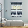 thumbnail image 5 of Aqua Navy Blue Striped Kitchen Curtains Sets for Windows 24 Inch Length, Modern Abstract Lines Geometric Rod Pocket Window Treatments Tier Curtains and Valances Set for Bedroom/Bathroom, 5 of 8