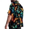 thumbnail image 3 of Flower Butterfly Men's Short Sleeve Poplin Button Down Hawaiian Printed Summer Beach Shirt, Unisex, 3 of 6