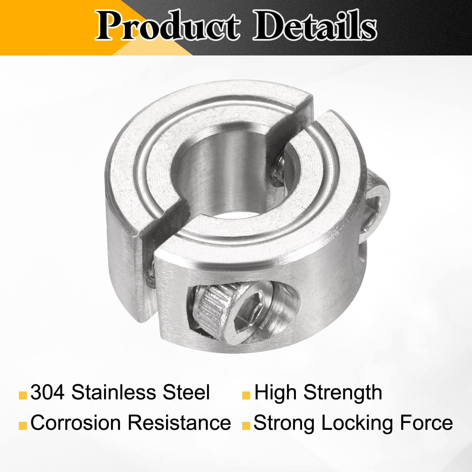 Uxcell 4 Pack Double Split Shaft Collar 10mm Bore, Two Piece Clamping Collar 24mm OD 9mm Thickness, 304 Stainless Steel Set Screw Split Collar