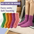 thumbnail image 3 of Women's Winter Warm Snow Socks Solid Color Soft Fluffy Bed Socks Ladies Home Floor Slipper Plush Thicken Coral Fleece Warmer, 3 of 9