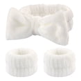 thumbnail image 2 of Tuscom 2Set Soft Absorbent Wristbands for Face Washing, Makeup & Yoga - 3PC Set of Flannel Hair & Wrist Straps, Stretchy & Sweat-Absorbing, Multi-Color for Women, 2 of 3