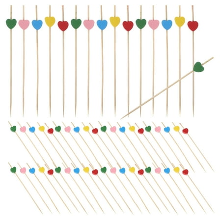 COOPHYA 100pcs Assorted Sticks Bamboo Food Forks for Garnishing Household