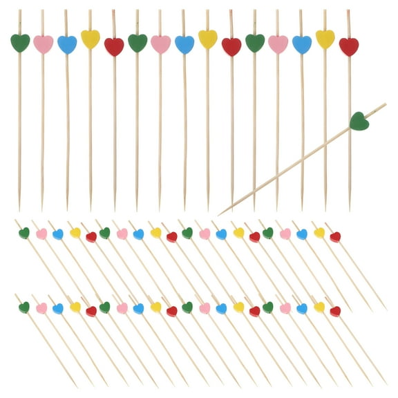 COOPHYA 100pcs Assorted Sticks Bamboo Food Forks for Garnishing Household