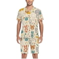 thumbnail image 5 of joogoo Men's Pajama Set Cute Bear Dogs Animal V-Neck Pj Shorts Set 2 Piece Loungewear Sleepwear XXL, 5 of 7