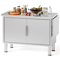thumbnail image 3 of AECOJOY 57"x20" Stainless Steel Table,Stainless Steel Kitchen Cabinets with Extend Panel & Adjustable Shelf Heavy-Duty Kitchen Prep Table Workbench for Home, 3 of 14