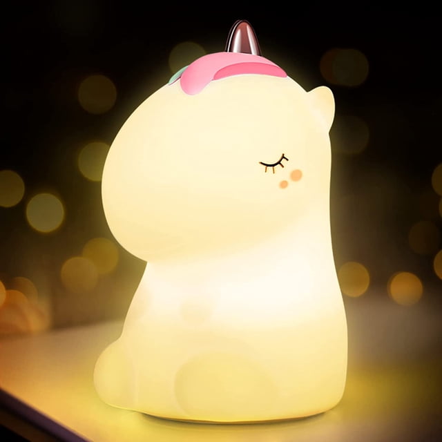 Luz nocturna infantil, bonita lámpara de silicona, regalo para niñas, niños y bebés, decoración de habitación, recargable por USB, cambia de color, control táctil.