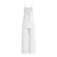 thumbnail image 6 of BADHUB Women 2 Piece Matching Lounge Sets Split Backless Tank Tops Wide Leg Pants Summer Outfits Tracksuit White S, 6 of 7