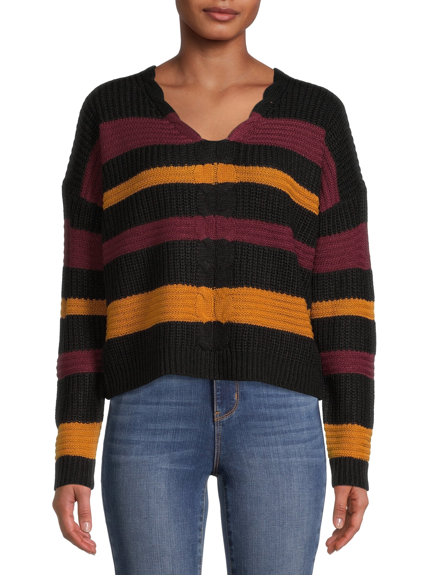 Full Circle Trends Juniors Drop Shoulder Lace-Up Pullover, Girl's, Size: Regular, Black