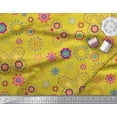 thumbnail image 3 of Soimoi Yellow Modal Satin Fabric Insect & Floral Clip Art Print Fabric by Yard 42 Inch Wide, 3 of 3