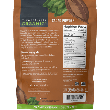 Viva Naturals Organic Cacao Powder, 1 lb