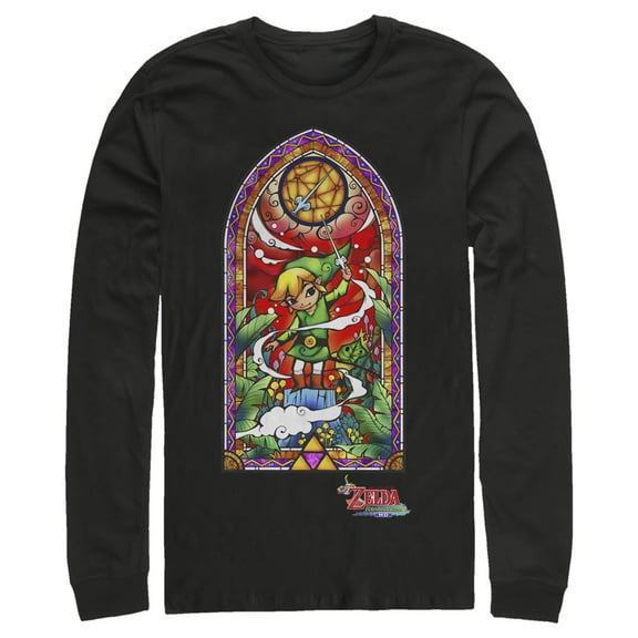 Men's Nintendo Legend of Zelda Wind Waker Window Long Sleeve Shirt Black Small