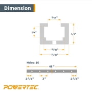 POWERTEC 2PK T-Track 48-Inch Heavy Duty | Specialized T Slot Track Mounting for 1/4”-20 Hex Bolt, 71351-P2