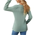 thumbnail image 4 of Women's Button V-Neck Pullover Solid Color Long Sleeve Blouse Casual Slim-Fit Sweater Tops Shirts, 4 of 5