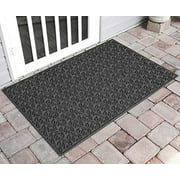 Bungalow Flooring Waterhog Door Mat, 3 x 5 Made in USA, Durable and Decorative Floor Covering, Skid Resistant, Indoor/Outdoor, Water-Trapping, Dogwood Leaf Collection, Charcoal