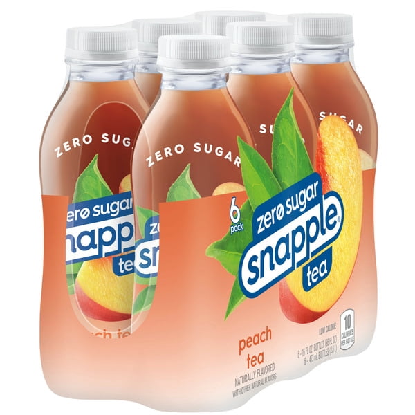 Snapple Zero Sugar Peach Tea – 16 fl oz Bottles (6-Pack, Pack of 2)