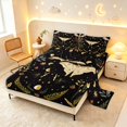 thumbnail image 2 of Homewish Gothic Moths Bed Sheets,Wild Plant Mushrooms Full Size Sheets,Black Cream,4pcs,1 Flat Sheet, 1 Fitted Sheet and 2 Pillowcases, 2 of 6