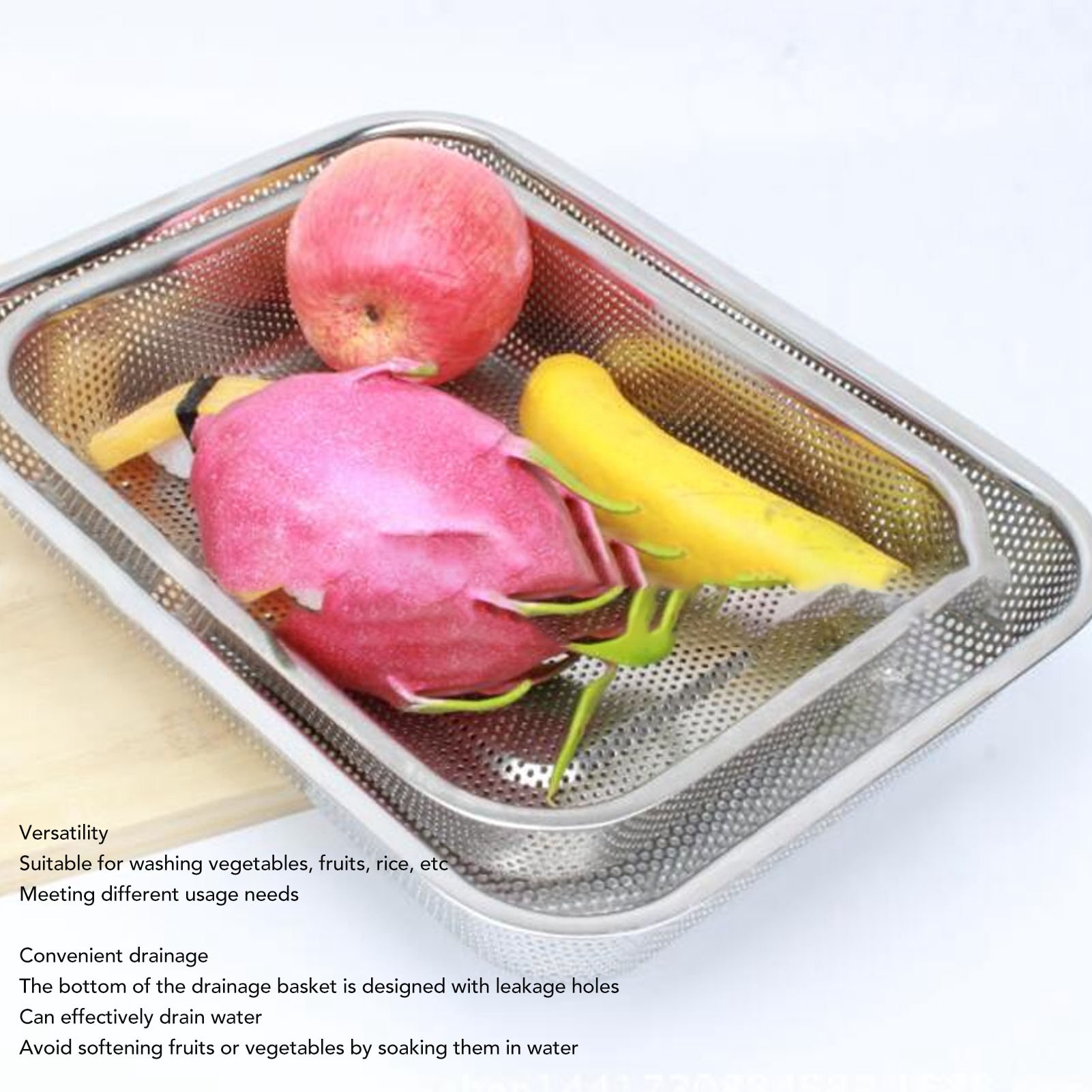 Passoire Rectangulaire En Inox – 2 Tailles – Idéale Pour égoutter Fruits, Légumes, Pâtes