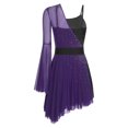 thumbnail image 4 of SiiRoh Figure Skating Dress for Women Color Block Asymmetrical Ballet Dress Lyrical Dancing Dresses Purple XXL, 4 of 5