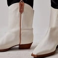thumbnail image 5 of YDN Women Classic Square Closed Toe Ankle Boots Back Zipper Stacked Low Heel Wide Calf Booties Casual Dressy Shoes Size 9.5 White, 5 of 5