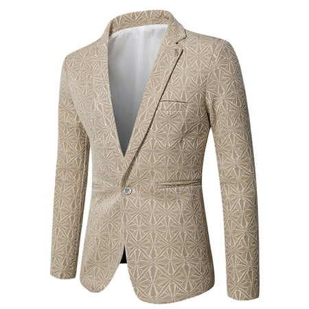 sususu Mens Blazers To Wear With Jeans Suit Pants for Men Open Front Slim Fit Jacquard Weave Button Solid Color for Modern Style