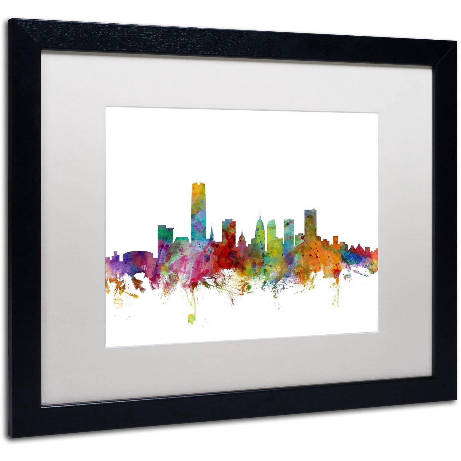 Trademark Fine Art ''Oklahoma City Skyline'' by Michael Tompsett 16" x 20" White Matted Black Frame