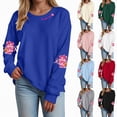 thumbnail image 2 of Godom Sweatshirt for Women Pink Ribbon Sweatshirts Long Sleeve Hoodies Pullover Tops, 2 of 7