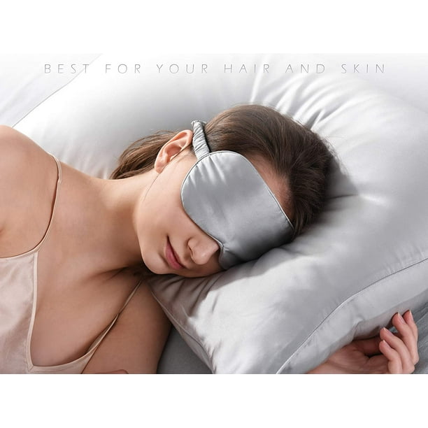Taie d'oreiller en soie naturelle avec masque pour les yeux, housse de  coussin enveloppe en soie de mûrier 100 % grade 6A 