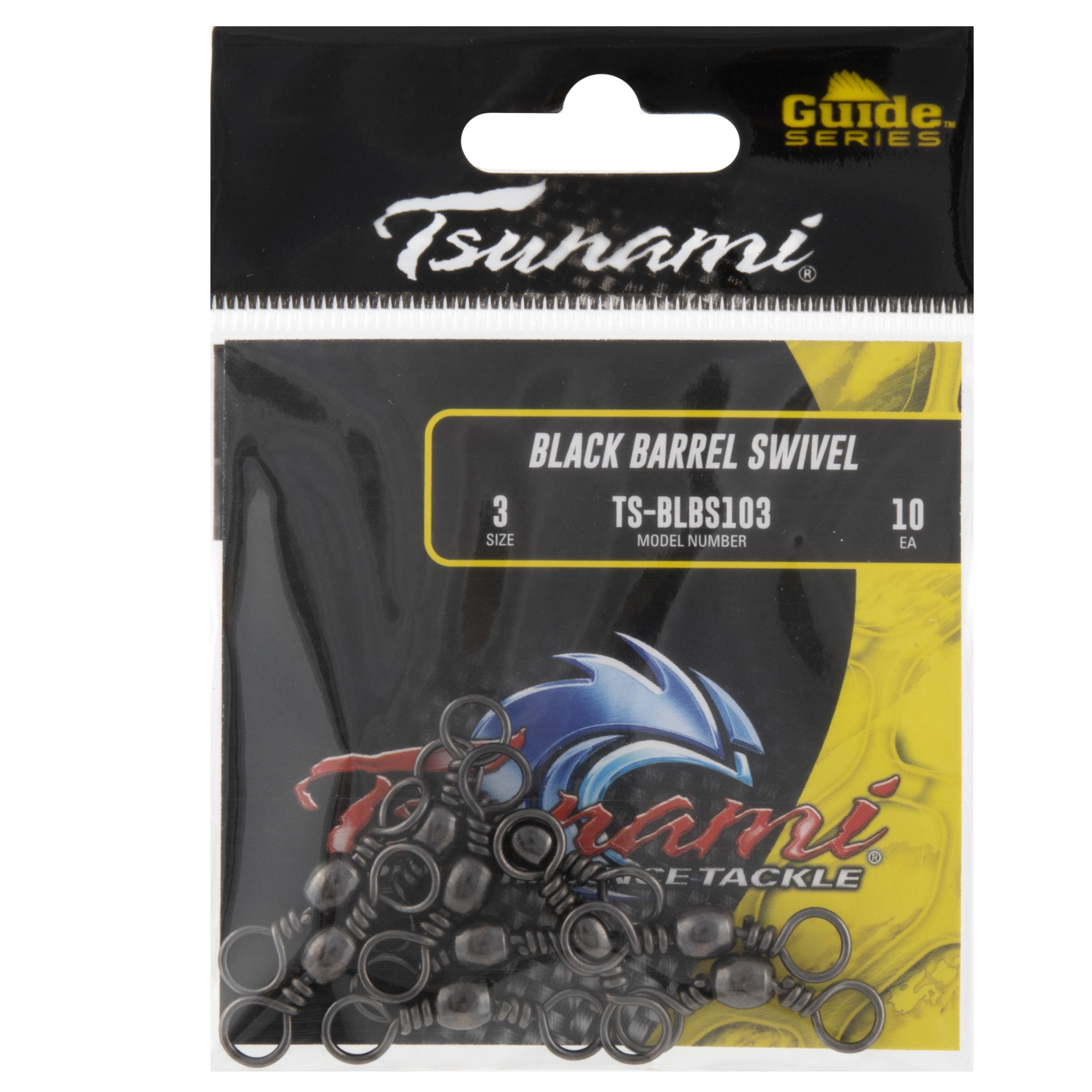 Tsunami Black Barrel Swivel Size 3 - 10 Pack Fishing Gear