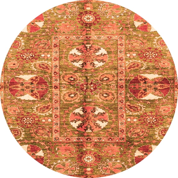 Ahgly Company Indoor Round Abstract Orange Modern Area Rugs, 6' Round