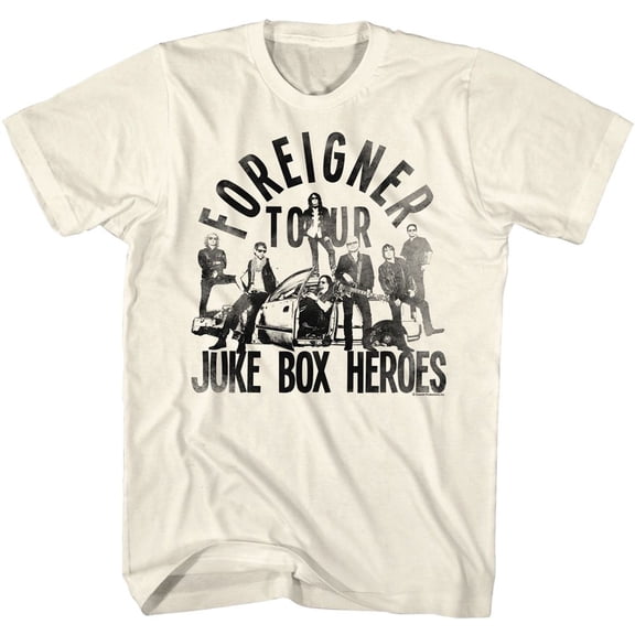 Foreigner Juke Box Heroes Natural Adult T-Shirt M