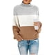 thumbnail image 1 of Suéter de otoño e invierno para mujer, suéter de cuello alto a juego de color de línea gruesa, 1 of 6
