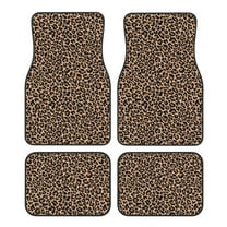 Balery Brown Leopard Pattern 4-Piece Floor Mats, Heavy-Duty Rubber Liners, Anti-Slip Design, All-Season Automotive Protection, Vehicles, Cars, Trucks, and SUVs