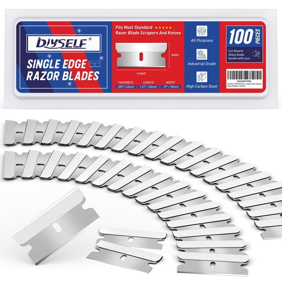 Cuchillas de afeitar DIYSELF de acero al carbono alto, 100 piezas, filo simple