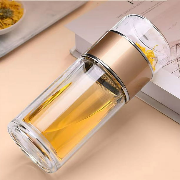 Taza de Té de Doble Capa de Alta Gama, Vaso de Vidrio Transparente, Taza Filtrante Portátil, para Mujeres y Hombres.