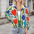 thumbnail image 3 of Jackets for Women Winter Coat Jackets Flannel Stand Collar Jacket(Colorful Floral Bouquet Bright Art,Size:S-4XL), 3 of 7