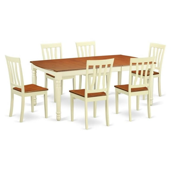 Atlin Designs 7-piece Wood Dining Set in Buttermilk/Cherry