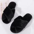 thumbnail image 4 of Open Toe Slides Fuzzy Non-skid Cross Band Slippers House Sandals for Man Woman, 4 of 8