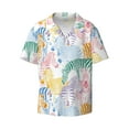 thumbnail image 4 of Uemuo Zebra Colourful Pattern Cotton Linen Short Sleeve Shirts,Casual Lightweight Button Down Shirts,Vacation Beach Summer Tops-XX-Large, 4 of 7