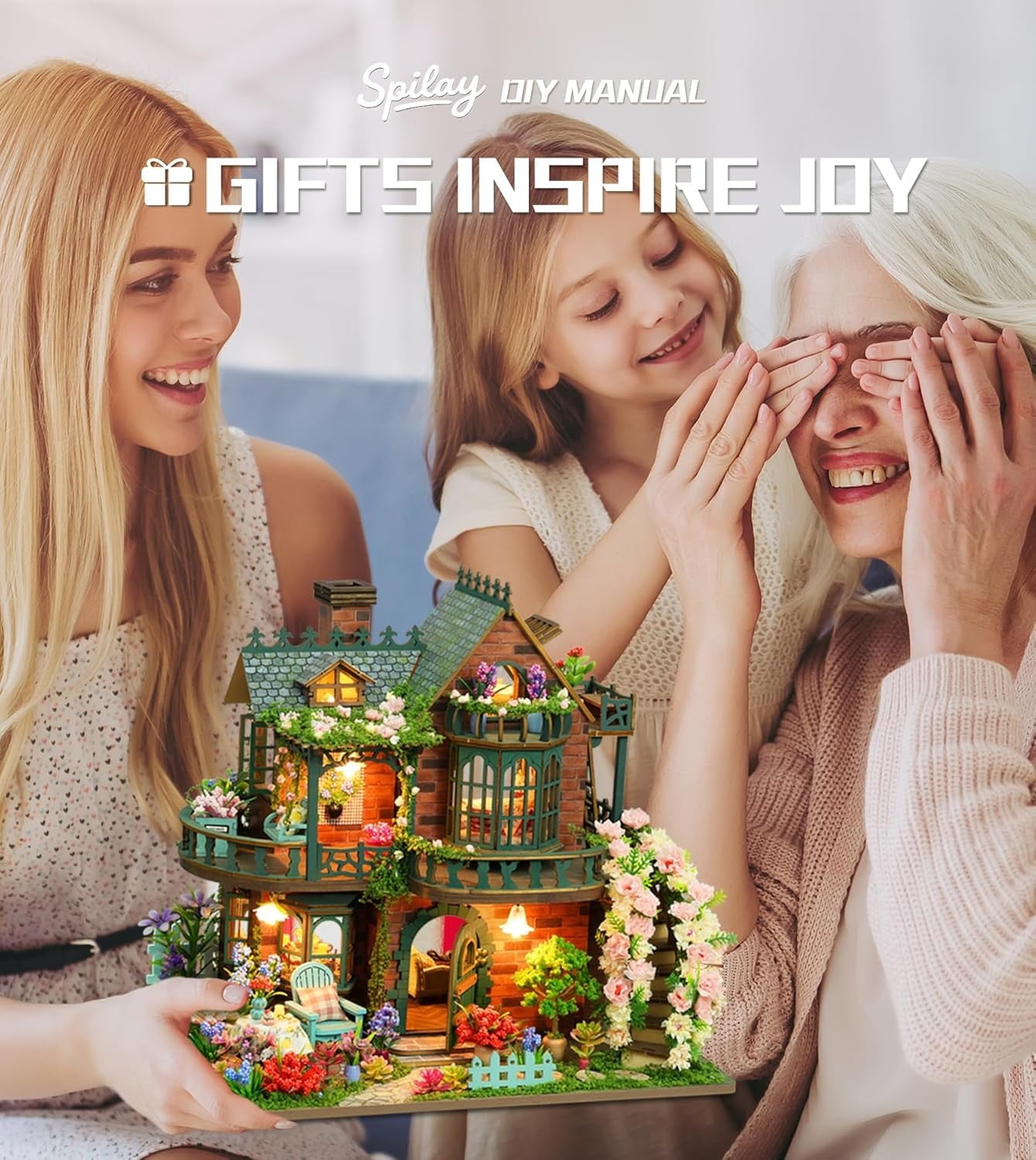 Elven Garden DIY Book Nook Kit w/LED - 3D Wooden Dollhouse Craft Kit for Adult