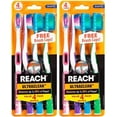 thumbnail image 1 of Reach Ultra-Clean Floss Bristles Soft Toothbrush, Assorted Colors, 4 Count (Pack of 2) Total 8 Toothbrushes, 1 of 1