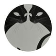 thumbnail image 2 of JEUXUS  Yin Yang Black and White Sleepy Cat Fabric Patchwork Round Tablecloth, Polyester Fabric Table Cloth for Round Table Washable Wateproof Wipeable Table Cover for Outdoor Holiday Party Kitchen, 2 of 7